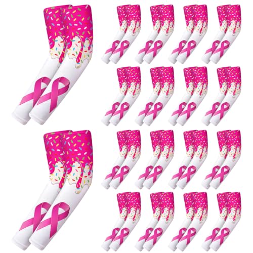 Leumoi 20 Pairs Small Ice Cream Breast Cancer Awareness Football Arm Sleeves - Unisex Sport Gear