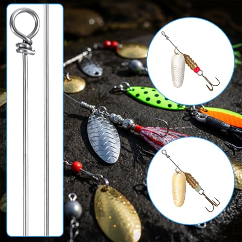 100PCS Fishing Wire Spinner - Stainless Steel Lure Making Supplies 0.7x16cm
