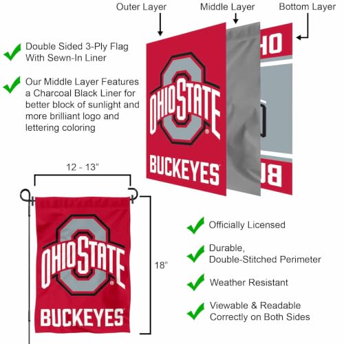 Ohio State Buckeyes Garden Flag - Double Sided 13x18 Inch