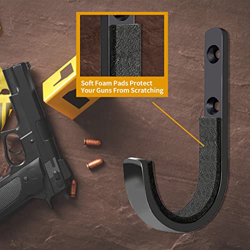 4-Pack Heavy Duty Gun Rack Hooks for Rifles & Shotguns - Black