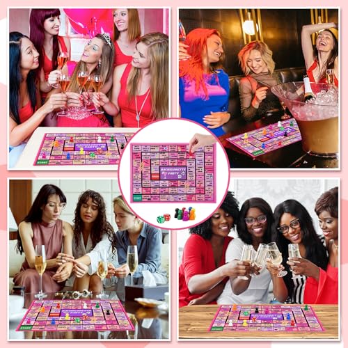 Bachelorette Party Drinking Game - Fun Rubber Board Game for 2-8 Players