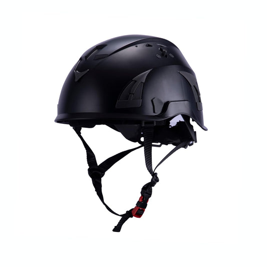 Land Helmets AeroPro Black Safety Helmet - ANSI/ISEA Z89.1 + EN 12492/EN 397 Type 1 Class C Vented Hard Hat - OSHA Approved - Lightweight Helmets for Arborists, Contractors, and Rescue Teams.