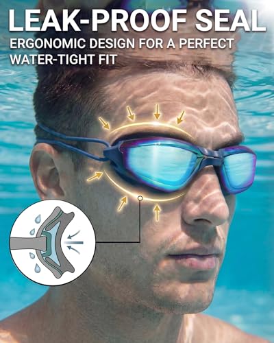 Swimming Goggles with Adjustable Bungee Strap - Black Gold-Plated & Black Purple-Plated
