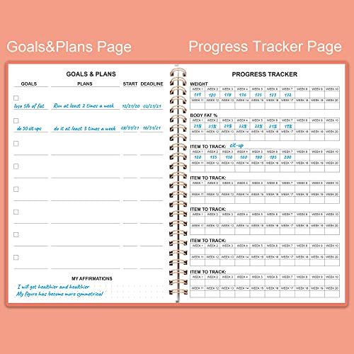 Fitness Planner Workout Log Book - A5 Pink Cover for Tracking