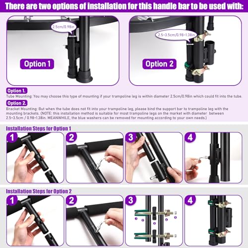 Adjustable Trampoline Handlebar for Fitness Rebounders - Quick-Release
