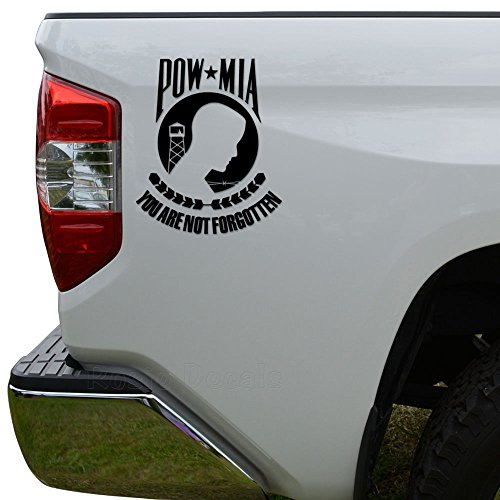 POW MIA Never Forgotten Military Vinyl Decal Sticker - 6 Inch Matte Black
