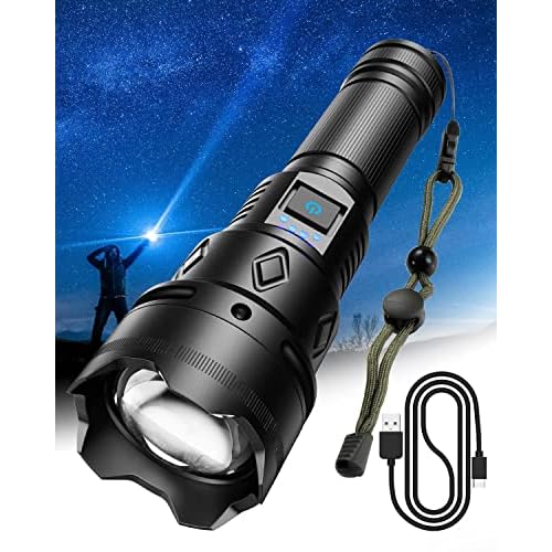 Super Bright Rechargeable Flashlights 2500000 High Lumens,Waterproof Tactical Powerful Led Flashlight Battery Powered with 5 Modes Zoomable Fast Charge,Handheld Flashlight for Camping