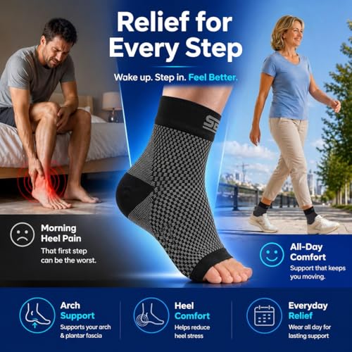 Compression Socks for Plantar Fasciitis Relief - Navy, Medium