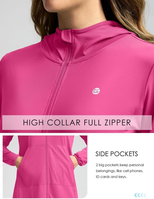 Skiennix Women's UPF 50+ Swim Cover-Up - Lightweight Sun Protection Hoodie Jacket for Beach Wear