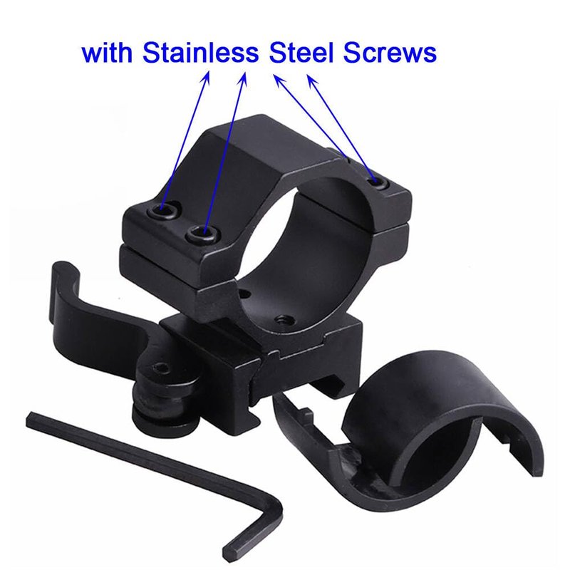 Calitte 25/30mm Quick Release Torch Fixed Clamp Flashlight Mount with Stainless Steel Screws