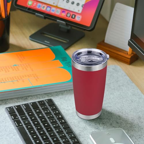 VQRRCKI Red 20oz Stainless Steel Insulated Travel Tumbler with Lid
