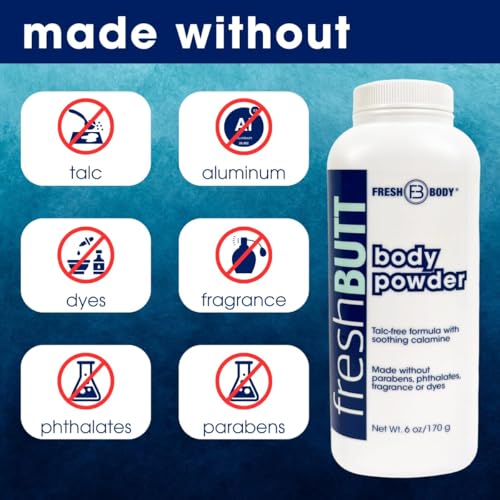 Tal-Free Calamine Body Powder for Men & Women – Anti-Chafing, Odor & Sweat Absorbing (6 oz)