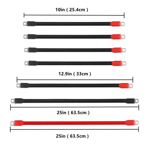 HKOO Golf Cart Battery Cables Wiring Kit for EZGO TXT 1994 & UP with 4 Gauge 7 PC AC/DC Wire, 36 & 48 Volt