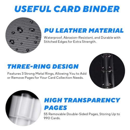 Portable Trading Card Binder - Holds 1080 Cards with 60 Sleeves