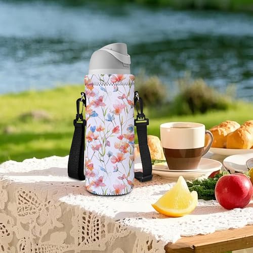 Insulated Neoprene Water Bottle Carrier Bag with Shoulder Strap - 1000ml