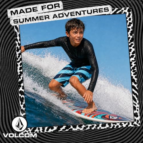 Volcom Boys Blue Stripes UPF 50+ Quick Dry Swim Trunks 10-12 with Pocket