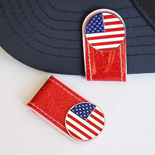 Glittering PVC Golf Hat Clip with Ball Marker - Set of 2