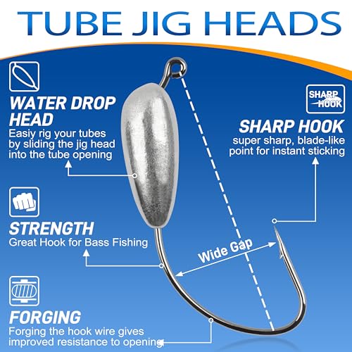 Fishing Jig Head Hooks - 12/24pcs Water Drop Weighted Jigs