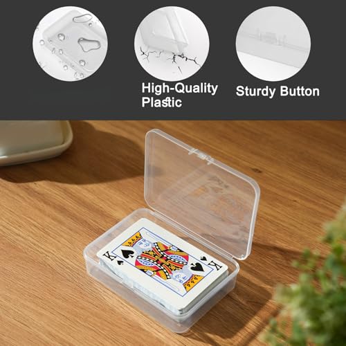 Clear Plastic Playing Card Cases - 4 Pack Snap Closure