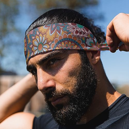 Suddora Floral Tie Headband - Hippie Style Sports Headband for Women & Men, Lightweight & Adjustable for Running, Workout, Cosplay