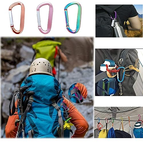 3" Aluminum Alloy Carabiner Clip - 2 Pack Colorful Keychain Hooks