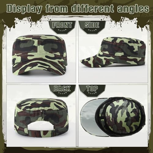 6 Pcs Cadet Cap Military Hat for Men Women Adjustable - Camouflage Variants