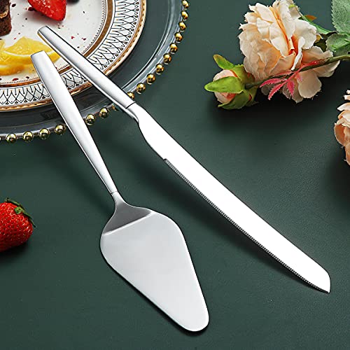 Wedding Cake Knife and Server Set - Stainless Steel, Silver
