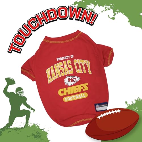 Kansas City Chiefs Dog T-Shirt - Large, Soft Stretchable Pet Apparel