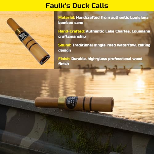Faulk's Special Bamboo Cane Duck Call CA-22, Brown – Handcrafted Game Call
