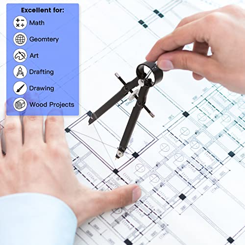 2-Piece Metal Geometry Compass Set - Professional Drafting & Drawing Tool