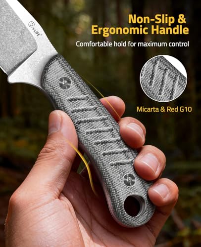 CVLIFE Grey 3.14-inch Fixed Blade EDC Camping Knife with Kydex Sheath