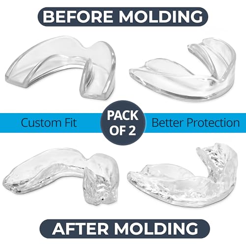 Custom Fit Sport Mouth Guards - 2 Pack, BPA Free, Clear