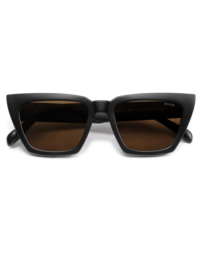 SOJOS Cat-Eye Sunglasses Recycled Fishing Net Frame Eco-Friendly UV400 Polarized Lenses,Atlantic Ocean,Brown