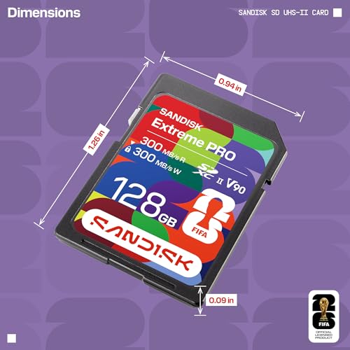 128GB SD UHS-II Memory Card - V90, 300MB/s Speed, 8K Video