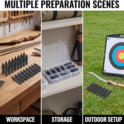 25 Black Rubber Practice Arrowhead Tips for Target Shooting