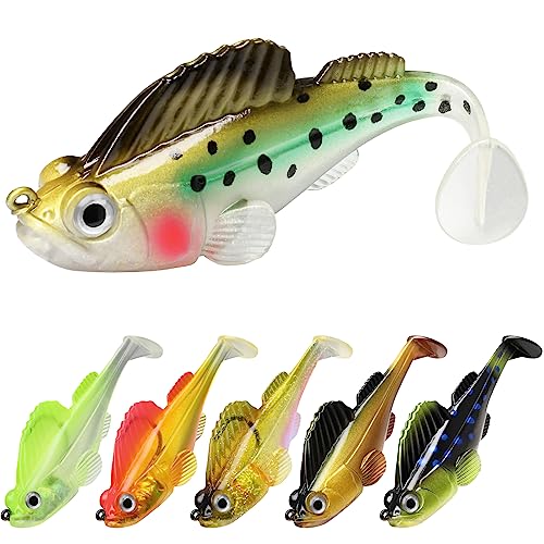GOTOUR A1-2.8'' 0.4oz Pre-Rigged Soft Fishing Lures with Weedless Hooks for Bass & Trout