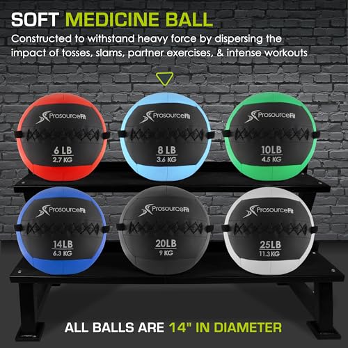 Aqua 8 lb ProSource Soft Medicine Ball - Wall Ball for CrossFit & Full-Body Training