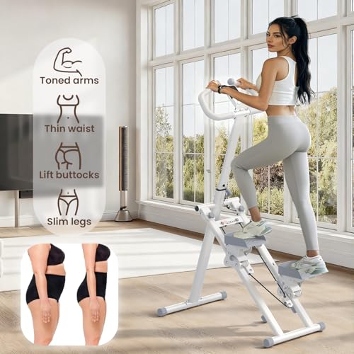 Folding Stair Stepper for Home Workout - 350LBS Capacity, White