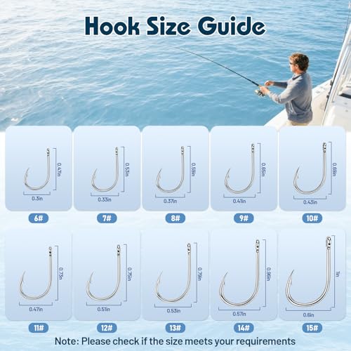 500-Piece Barbed Fishing Hook Assortment - 10 Sizes in Storage Box