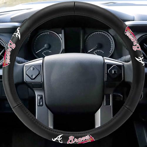 Genuine Leather Steering Wheel Cover - Atlanta Braves Logo