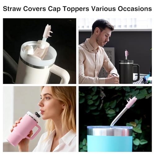 21Pcs 8mm Straw Toppers for Tumblers - Cute Cat Design