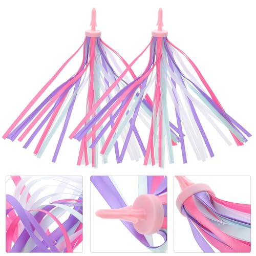 Bicycle Handlebar Streamers - Pink & Purple Polyester Ribbons
