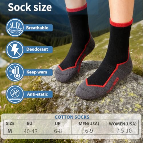 Merino Wool Crew Socks for Men & Women - 3 Pairs Red+Green+Pink