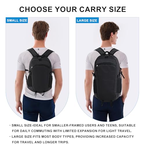 Five Substances 30L Black Foldable Hiking Backpack - Lightweight & Water-Resistant Daypack