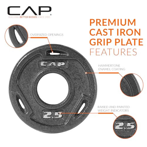CAP Elite 2.5 lb Olympic Weight Plates Set of 6 - Solid Cast Iron Fitness Weights