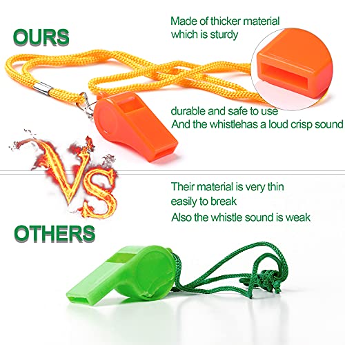 7 Pack Colorful Whistles with Lanyards - Loud Coaches Whistles
