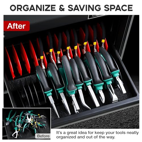2 PCS Plier Organizer Black Pliers Holder With Adjustable Dividers Non-Slip Rubber Base for Customizable Versatile Plier Set Storage Rack