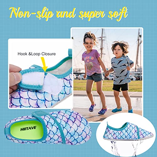 Kids Water Shoes - Non-Slip Quick Dry Aqua Socks, 3.5-4 Big Kid / Tp Aqua/Mermaid Scales