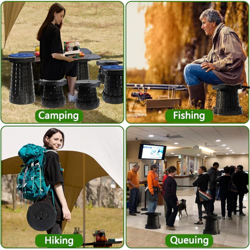 PLOGGING 2026 XXL Collapsible Stool with Thick Cushion – 19.7in Height, 1000lb Load Capacity, Black