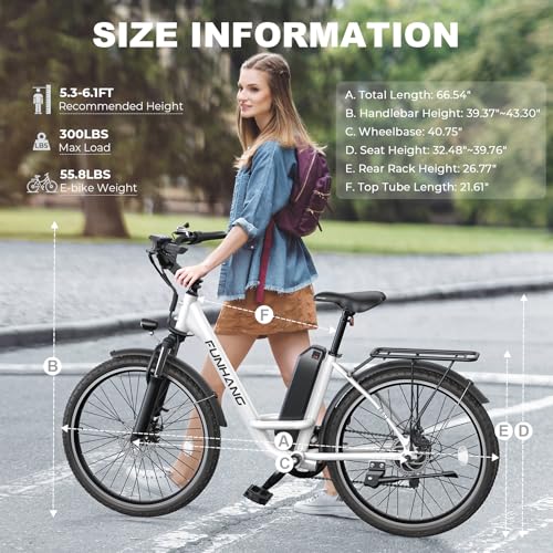 Electric Bike for Adults - 26" City Cruiser Ebike 1000W, White